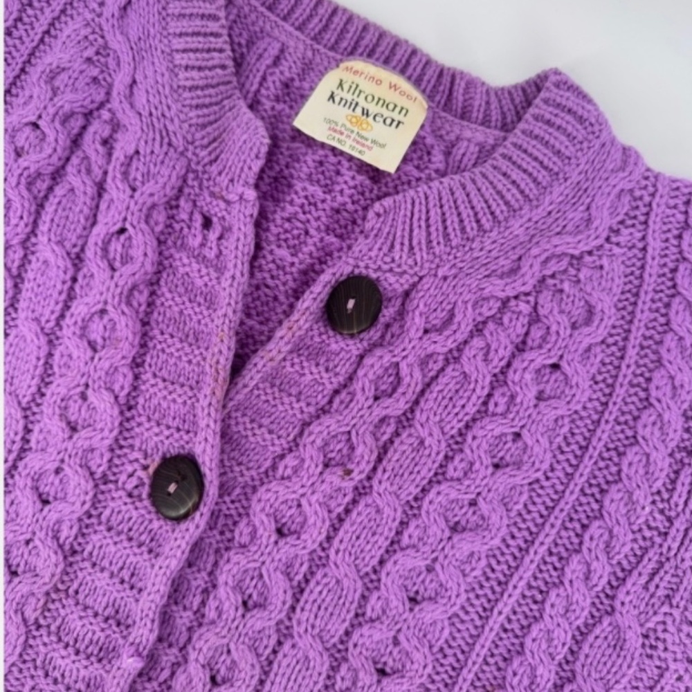 Kilronan Knitwear 100% Wool Light Purple 3/4-Length Sleeve….  *SOLD ELSEWHERE*